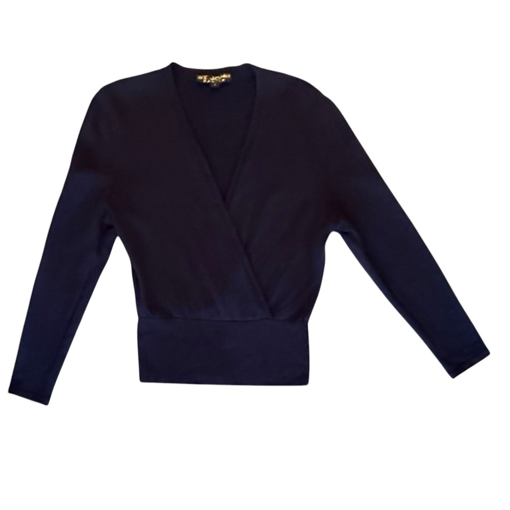 St. John Navy Blue V-Neck Wrap Sweater